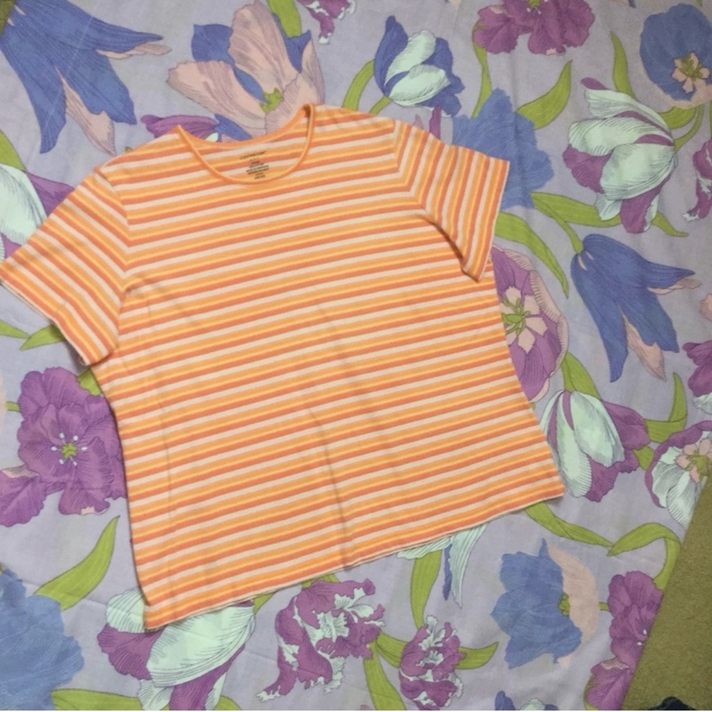 EUC Covington Woman 20/22 Sz Peach and White Striped Top